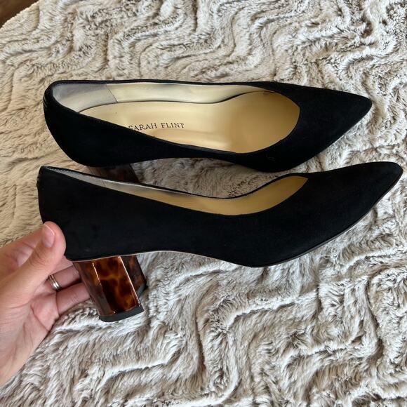 Sarah Flint Made in Italy Perfect Emma Black Suede Block Heel Pump - Picture 12 of 12